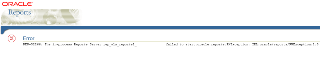 Pantalla de error REP-52266 en Oracle Reports