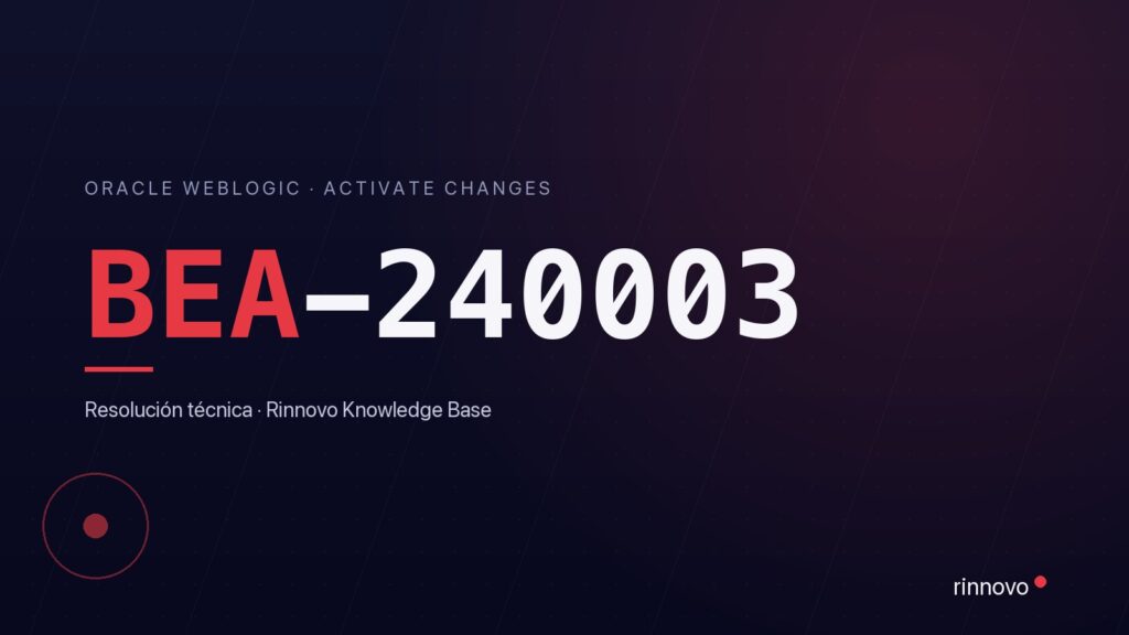 Portada del artículo: BEA-240003, Operation Time Out al activar cambios en un clúster de Oracle WebLogic
