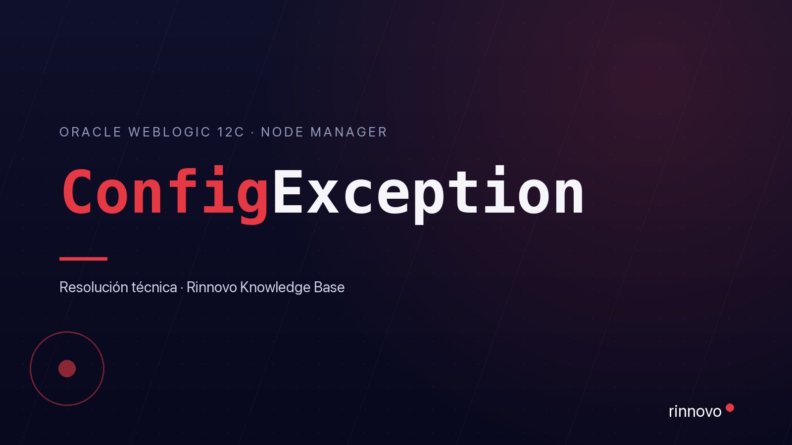 Portada del artículo: ConfigException, Identity key store file not found, en Oracle WebLogic 12c
