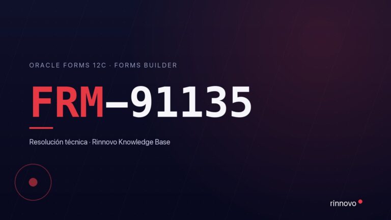 Portada del artículo sobre el error FRM-91135 fmcus.msb not found en Oracle Forms 12c